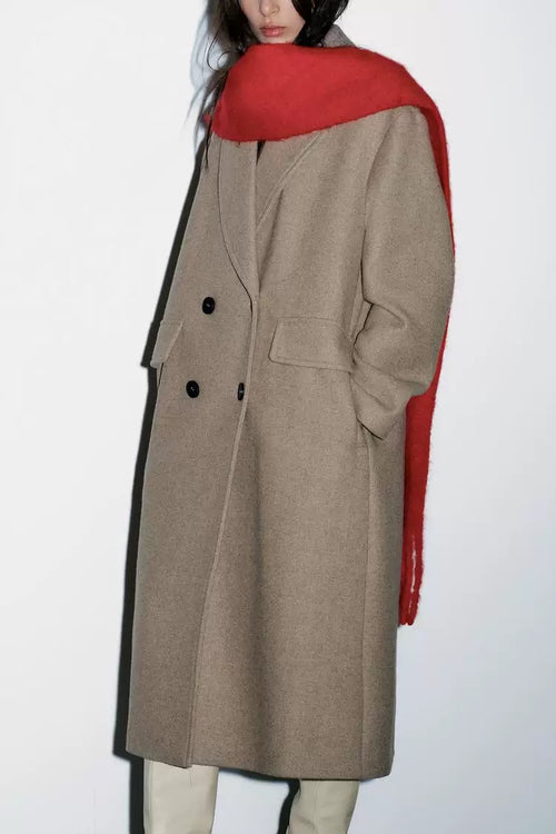 Double-Breasted Coat Beige